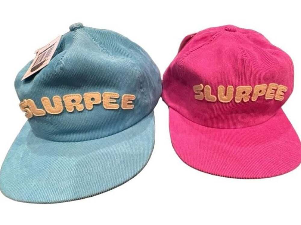 Slurpee Corduroy Snapback Hat Size O/S Blue/Pink Lot Of 2